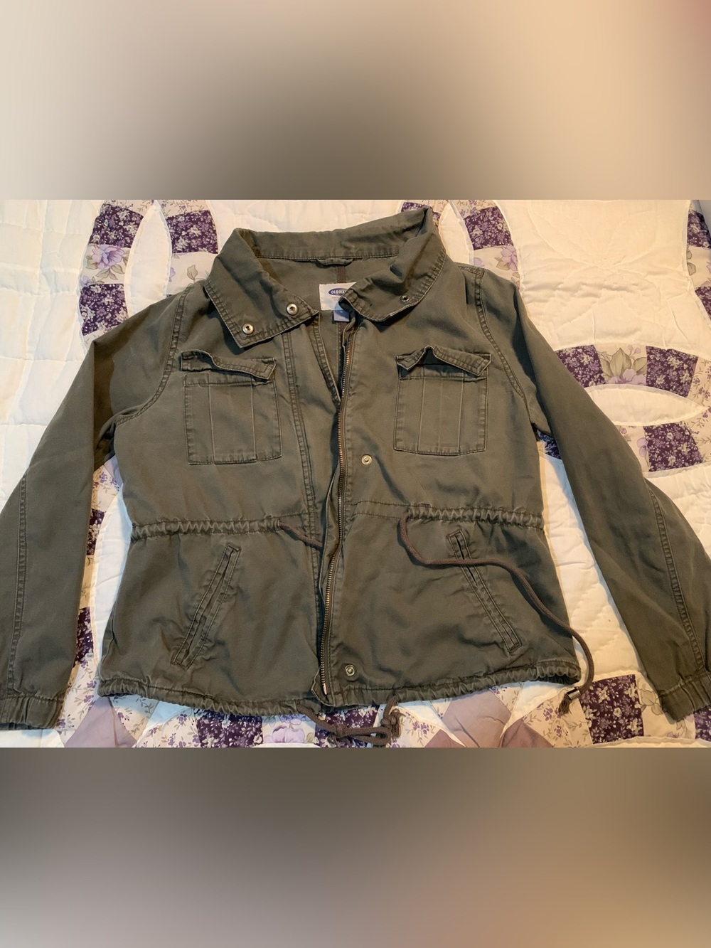 Old Navy Olive Utility Drawstring Jacket